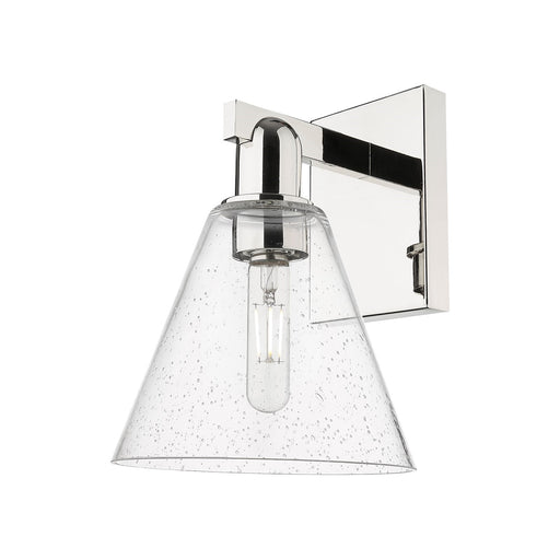 Innovations Berkshire Glass 8in 1-Light Wall Sconce | Industrial Polished Nickel Steel and Seedy Glass | Bathroom & Hallway | Model 716-1W-PN-GBC-84