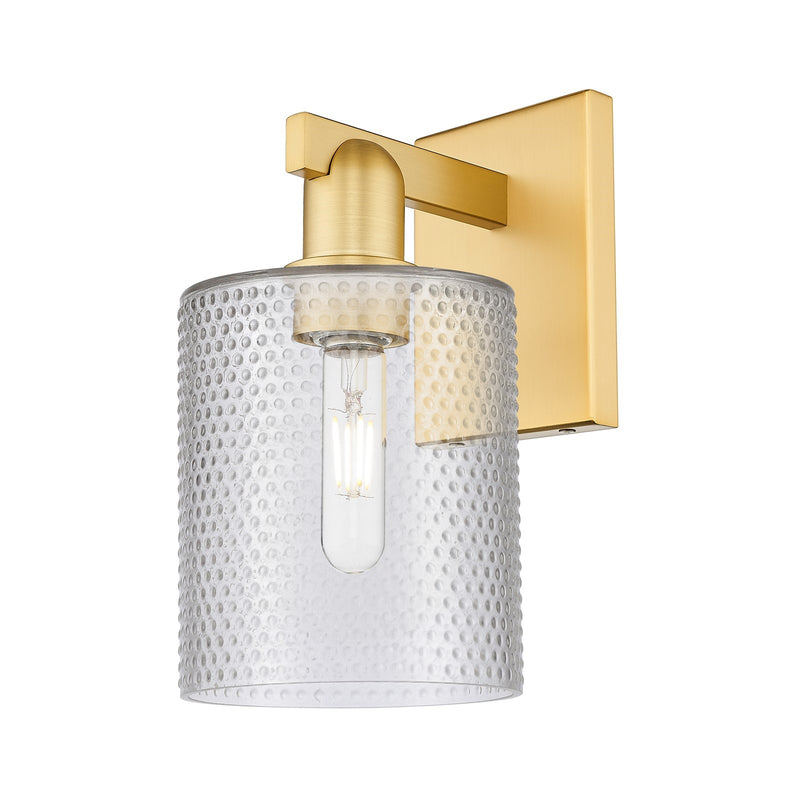 Innovations Cobbleskill 5in 1-Light Wall Sconce | Industrial Satin Gold Steel and Clear Glass | Entryway & Hallway Accent | 5 x | Model 716-1W-SG-G112