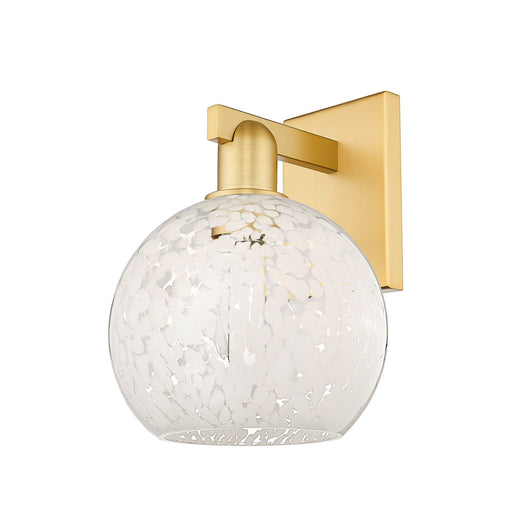 Innovations Lighting White Mouchette 8in 1-Light Wall Sconce | Industrial Satin Gold Steel and White Glass | Entryway & | Model 716-1W-SG-G1216-8WM