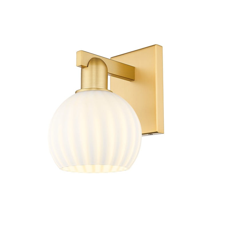 Innovations Lighting White Venetian 6in 1-Light Wall Sconce | Industrial Satin Gold Steel and White Venetian Glass | Entryway | Model 716-1W-SG-G1217-6WV