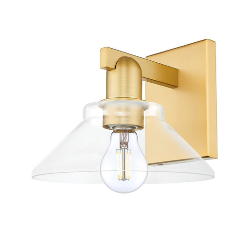 Innovations Orwell 8in 1-Light Wall Sconce | Industrial Satin Gold Steel and Clear Glass | Living Room & Hallway Accent | 8.38 x | Model 716-1W-SG-G132