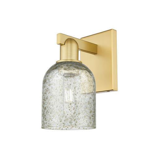 Innovations Caledonia 5in 1-Light Wall Sconce | Industrial Satin Gold Steel and Mica Glass | Entryway & Hallway Accent | 5 x 7 x | Model 716-1W-SG-G259