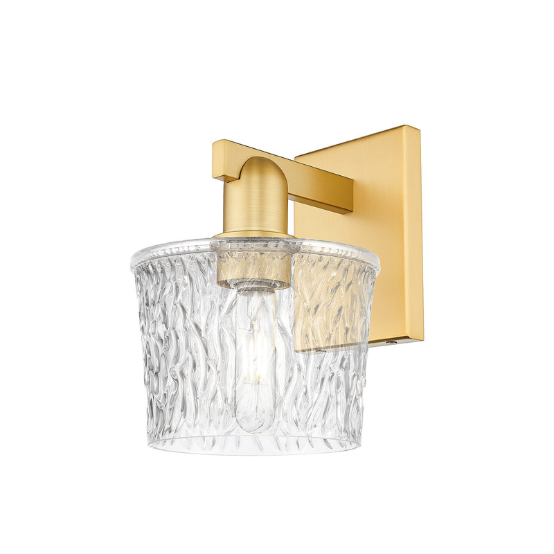 Innovations Niagara 1-Light Wall Sconce | Industrial Satin Gold Steel and Clear Textured Glass | Bathroom & Hallway Accent Light | Model 716-1W-SG-G402
