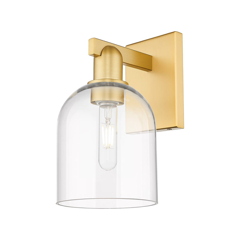 Innovations Bella 6in 1-Light Wall Sconce | Industrial Satin Gold Steel and Clear Glass | Entryway & Hallway Accent | 5.5 x | Model 716-1W-SG-G558-6CL
