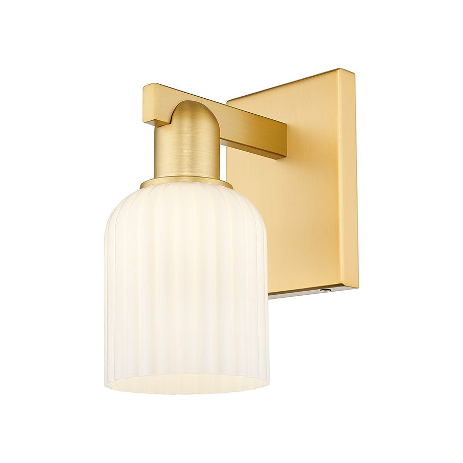 Innovations Bridal Veil 1Lt 5" Sconce, Gold/Gloss White - 716-1W-SG-G559-5GWH