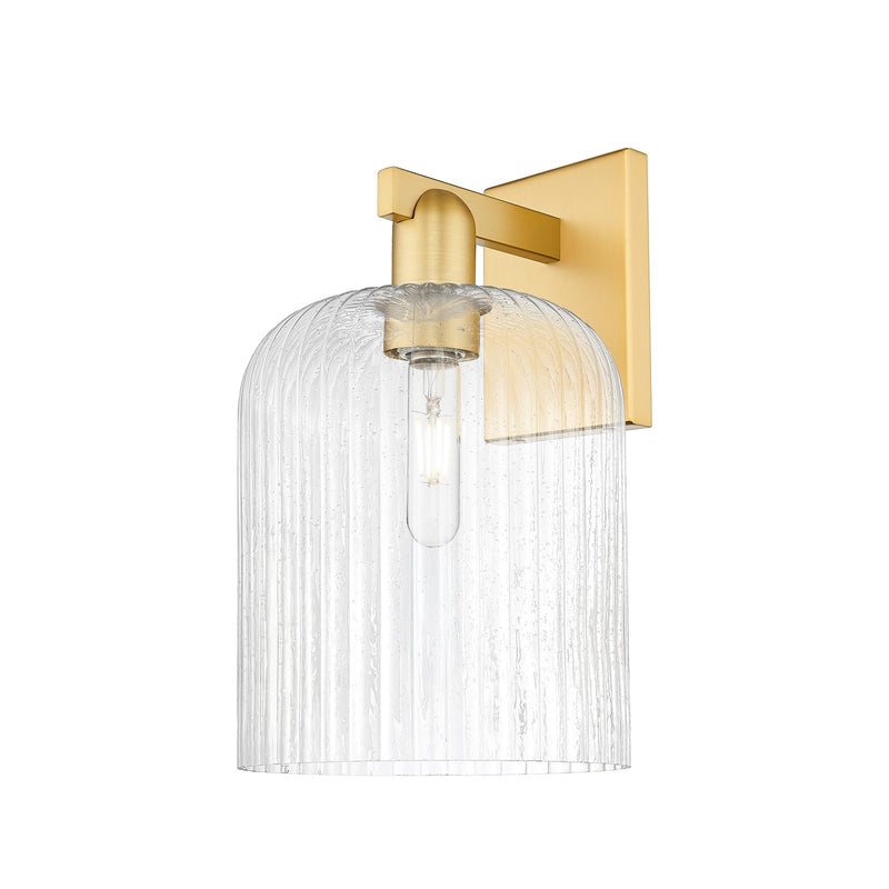 Innovations Bridal Veil 8in 1-Light Wall Sconce | Industrial Satin Gold Steel and Seedy Ribbed Glass | Bathroom & Hallway | Model 716-1W-SG-G559-8SDY