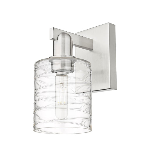 Innovations Cobbleskill 5in 1-Light Wall Sconce | Industrial Brushed Satin Nickel and Clear Deco Swirl Glass | Hallway & Bathroom | Model 716-1W-SN-G1113