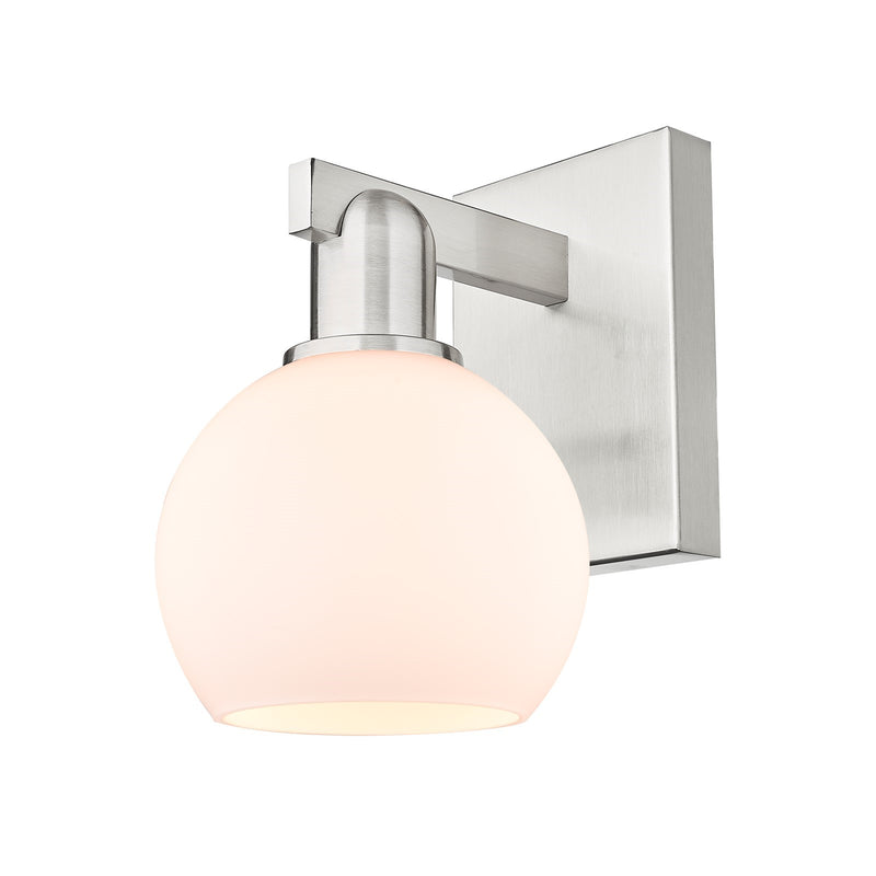 Innovations Athens 6in 1-Light Wall Sconce | Industrial Brushed Satin Nickel and Matte White Glass | Bathroom & Hallway Accent | Model 716-1W-SN-G121-6