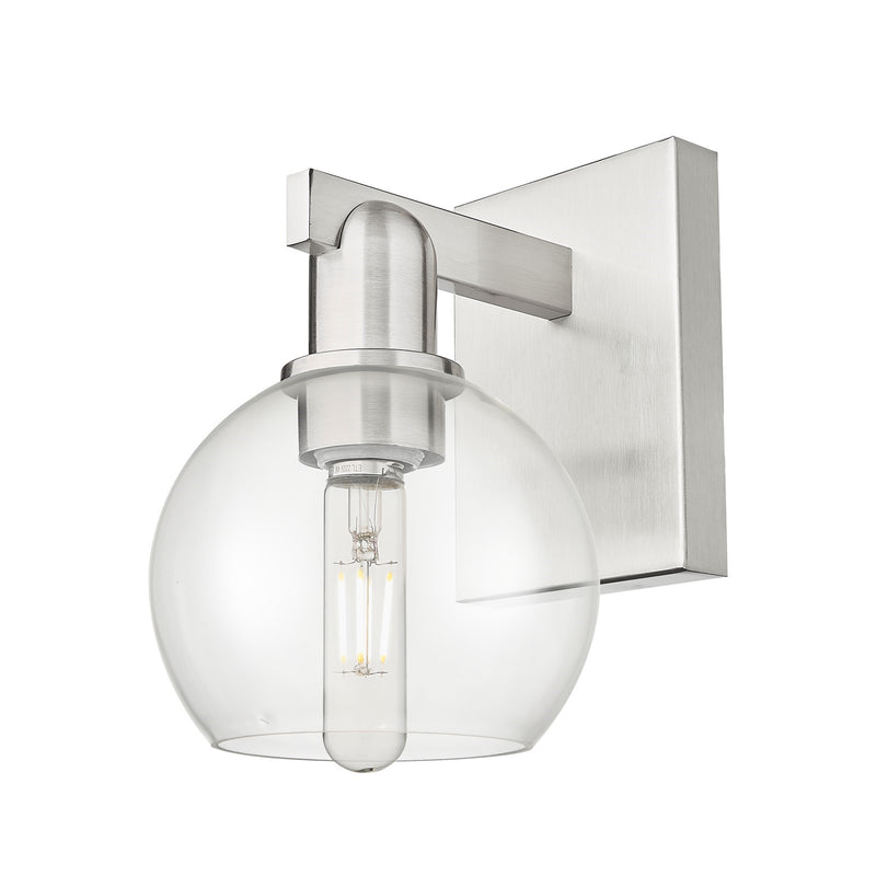 Innovations Athens 1-Light 6in Wall Sconce | Industrial Brushed Satin Nickel Steel and Clear Glass | Hallway & Bathroom Accent | Model 716-1W-SN-G122-6