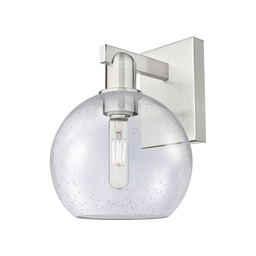 Innovations Athens 8in 1-Light Wall Sconce | Industrial Brushed Satin Nickel Steel and Seedy Glass | Bathroom & Hallway Accent | Model 716-1W-SN-G124-8