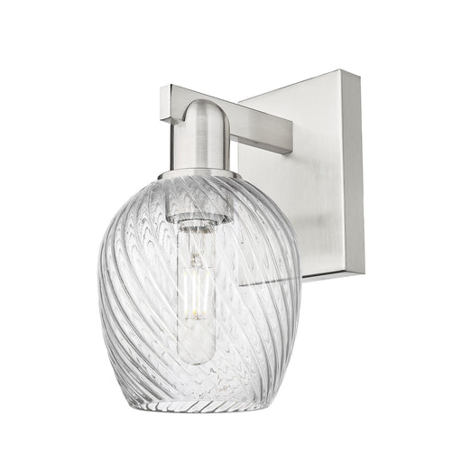 Innovations Salina 1-Light 5.75in Wall Sconce | Industrial Brushed Satin Nickel and Clear Spiral Fluted Glass | Bedroom & Hallway | Model 716-1W-SN-G292