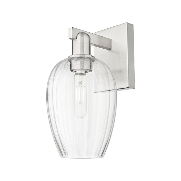 Innovations Preston 1Lt 6" Flute Sconce, Satin Nickel/Clear - 716-1W-SN-G457-6CL