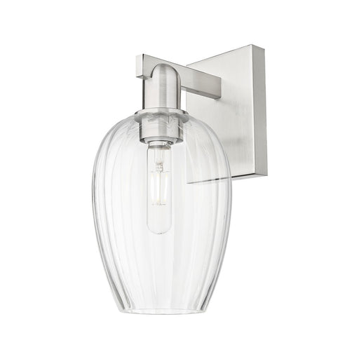 Innovations Preston 1Lt 6" Flute Sconce, Satin Nickel/Clear