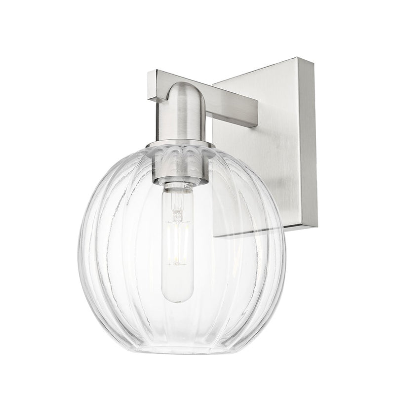 Innovations Preston 1Lt 7" Globe Sconce, Satin Nickel/Clear - 716-1W-SN-G458-7CL
