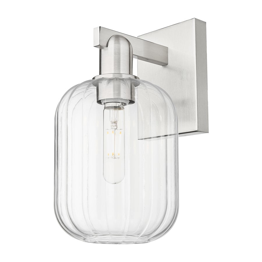 Innovations Preston 1Lt 7" Jar Sconce, Satin Nickel/Clear - 716-1W-SN-G460-7CL