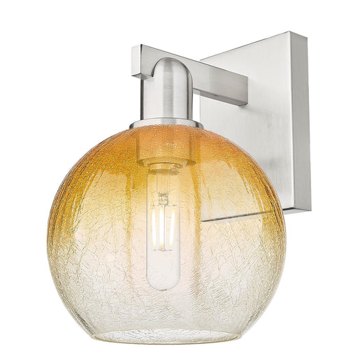 Innovations Brookhaven Globe 8in 1-Light Wall Sconce | Industrial Brushed Satin Nickel and Amber Glass | Bathroom & Hallway | 8 | Model 716-1W-SN-G483-8AM