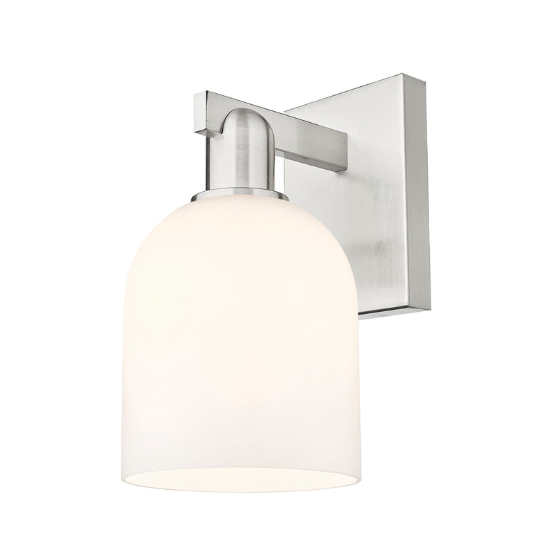 Innovations Bella 6in 1-Light Wall Sconce | Brushed Satin Nickel Steel and White Glass | Entryway & Hallway Accent | 5.5 x | Model 716-1W-SN-G558-6GWH