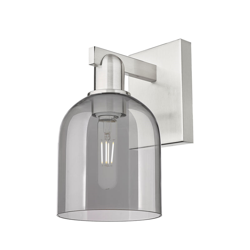 Innovations Bella 6in 1-Light Wall Sconce | Industrial Brushed Satin Nickel and Light Smoke Glass | Hallway & Bathroom Accent | Model 716-1W-SN-G558-6SM
