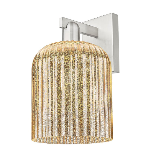 Innovations Bridal Veil 8in 1-Light Wall Sconce | Industrial Brushed Satin Nickel and Mercury Ribbed Glass | Bathroom & Hallway | Model 716-1W-SN-G559-8ME