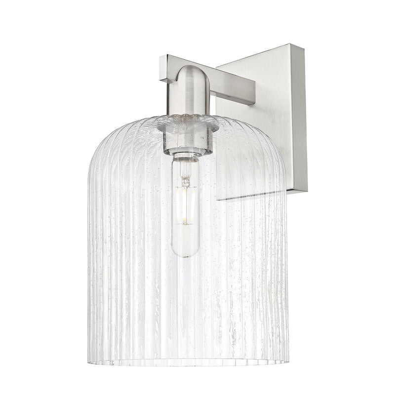 Innovations Bridal Veil 8in 1-Light Wall Sconce | Industrial Brushed Satin Nickel Steel and Seedy Ribbed Glass | Living Room & | Model 716-1W-SN-G559-8SDY