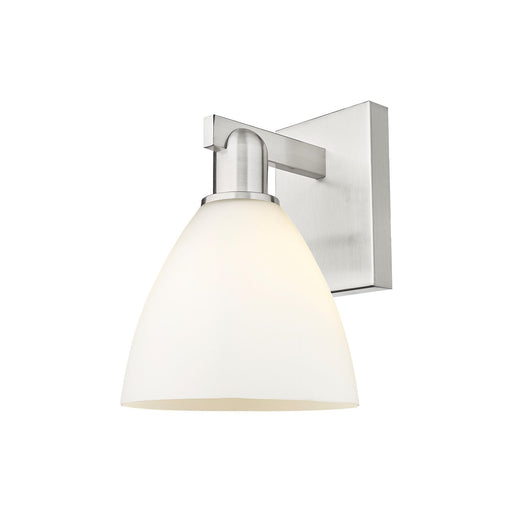 Innovations Bristol 7.5in 1-Light Wall Sconce | Industrial Brushed Satin Nickel and Matte White Glass | Bathroom & Hallway | Model 716-1W-SN-GBD-751