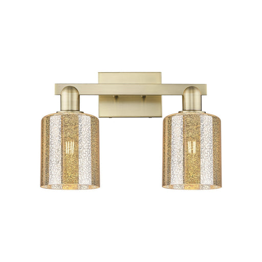 Innovations Cobbleskill 16in 2-Light Bath Vanity Light | Industrial Antique Brass and Mercury Glass | Bathroom Vanity | 16 x 10.75 | Model 716-2W-AB-G116