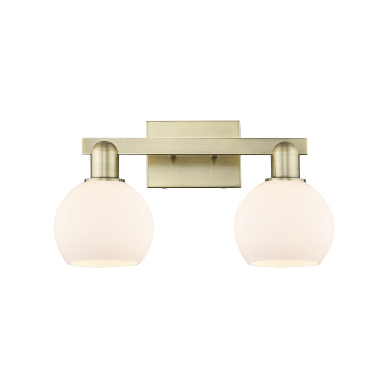 Innovations Athens 17in 2-Light Bath Vanity Light | Industrial Antique Brass and Matte White Glass | Bathroom Vanity Light | Model 716-2W-AB-G121-6