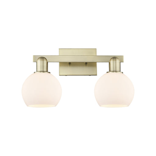 Innovations Athens 17in 2-Light Bath Vanity Light | Industrial Antique Brass and Matte White Glass | Bathroom Vanity Light | Model 716-2W-AB-G121-6