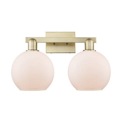 Innovations Athens 19in 2-Light Bath Vanity Light | Industrial Antique Brass Steel and Matte White Glass | Bathroom Vanity | 19 x | Model 716-2W-AB-G121-8
