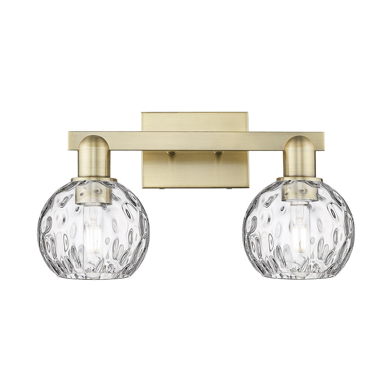 Innovations Athens Water Glass 17in 2-Light Bath Vanity | Industrial Antique Brass and Clear Water Glass | Bathroom Vanity & | Model 716-2W-AB-G1215-6