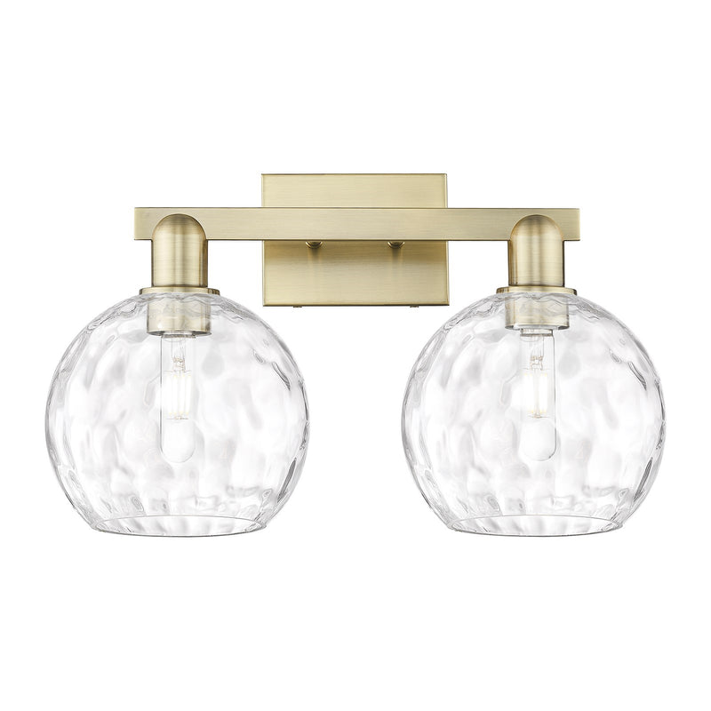Innovations Athens Water Glass 19in 2-Light Bath Vanity | Industrial Antique Brass and Clear Glass | Bathroom Vanity Light | 19 | Model 716-2W-AB-G1215-8