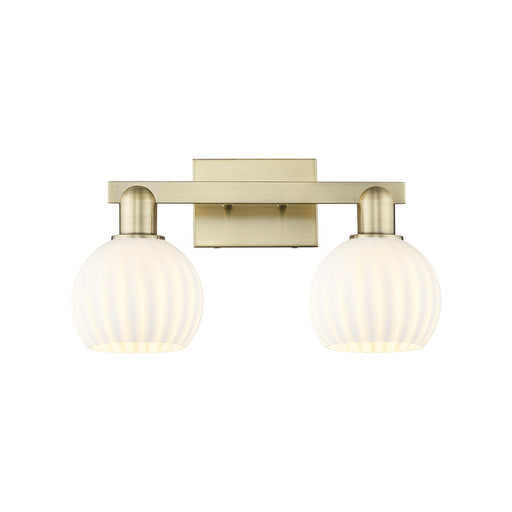 Innovations Lighting Arcadia 17in 2-Light Bath Vanity Light | Industrial Antique Brass and White Venetian Glass | Bathroom | Model 716-2W-AB-G1217-6WV
