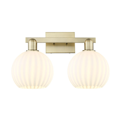 Innovations Lighting Arcadia 19in 2-Light Bath Vanity Light | Industrial Antique Brass and White Venetian Glass | Bathroom | Model 716-2W-AB-G1217-8WV
