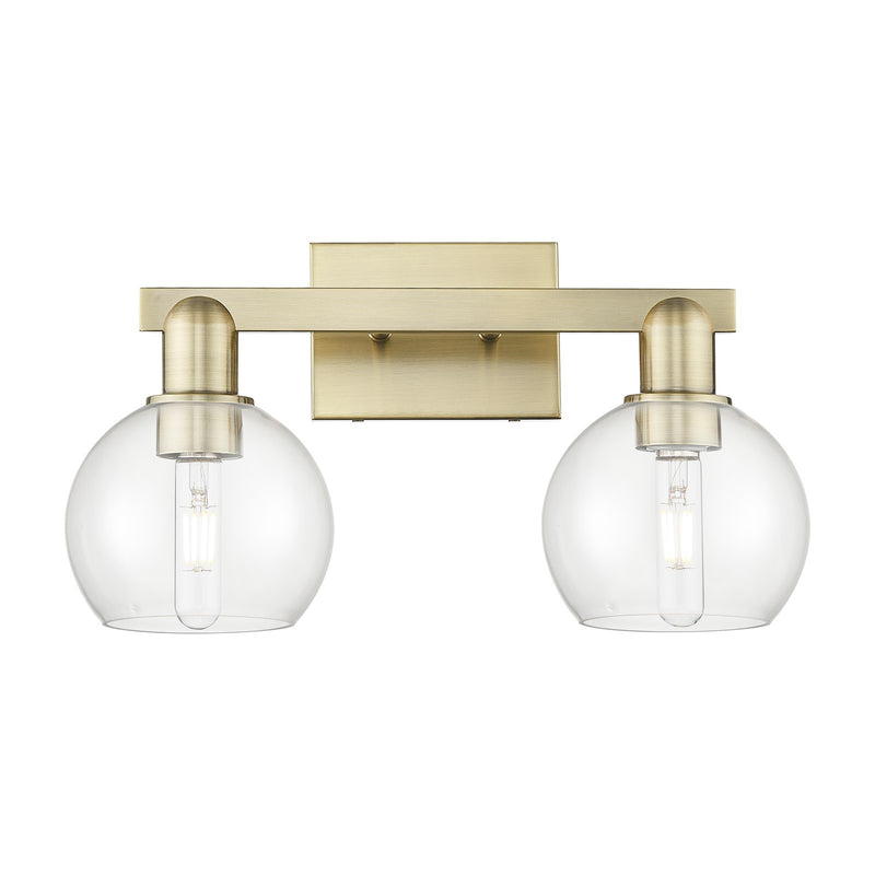 Innovations Athens 17in 2-Light Bath Vanity Light | Industrial Antique Brass and Clear Glass | Bathroom Vanity | 16.88 x 9.62 x | Model 716-2W-AB-G122-6