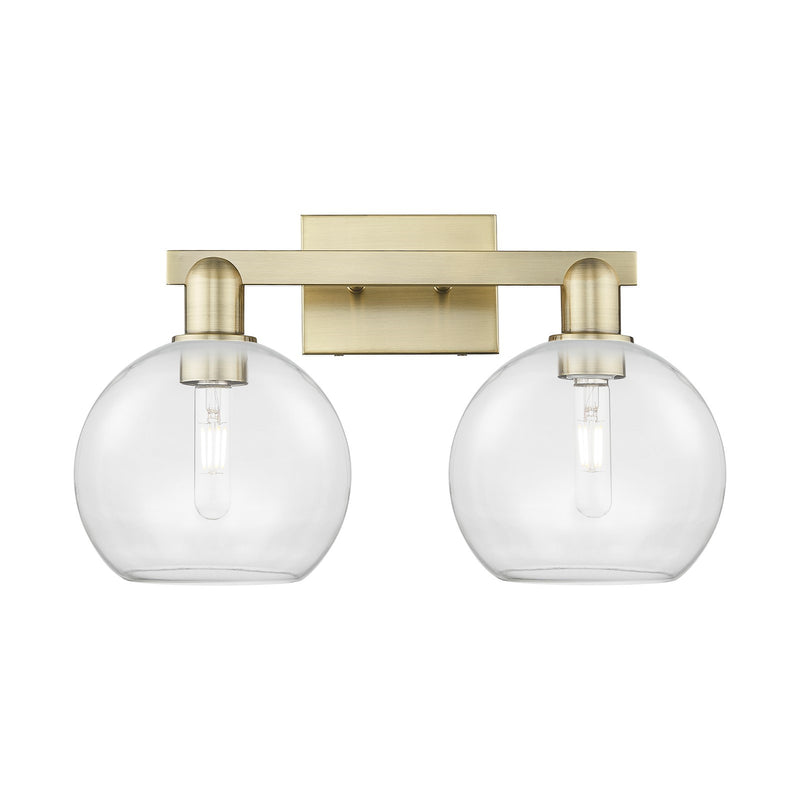 Innovations Athens 19in 2-Light Bath Vanity Light | Industrial Antique Brass Steel and Clear Glass | Bathroom Vanity & Powder | Model 716-2W-AB-G122-8
