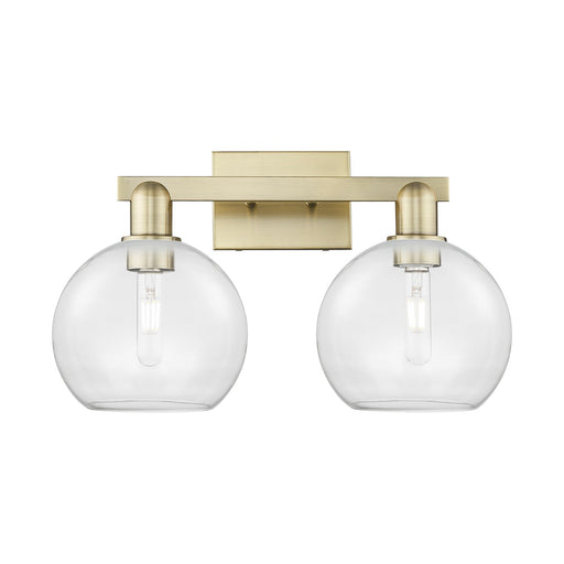 Innovations Athens 19in 2-Light Bath Vanity Light | Industrial Antique Brass Steel and Clear Glass | Bathroom Vanity & Powder | Model 716-2W-AB-G122-8
