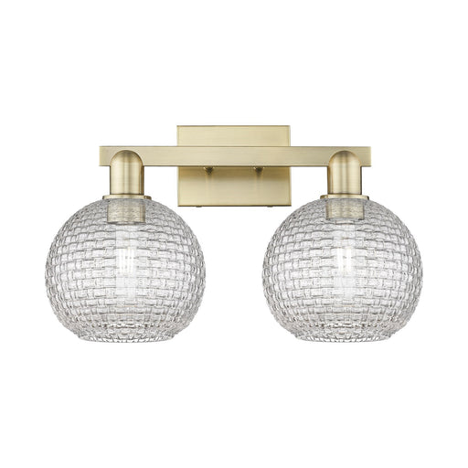 Innovations Athens 19in 2-Light Bath Vanity Light | Industrial Antique Brass and Clear Basket Weave Glass | Bathroom Vanity | Model 716-2W-AB-G122C-8CL