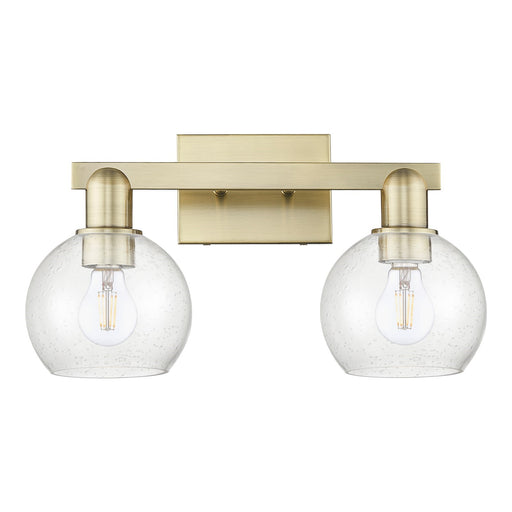 Innovations Athens 17in 2-Light Bath Vanity Light | Industrial Antique Brass Steel and Seedy Glass | Bathroom Vanity & Powder | Model 716-2W-AB-G124-6