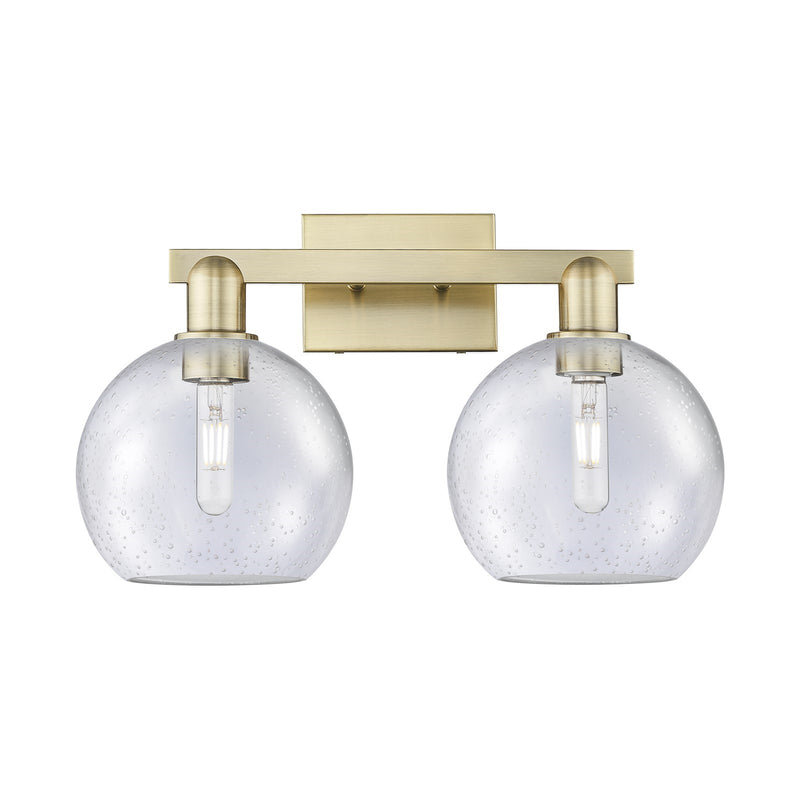 Innovations Athens 19in 2-Light Bath Vanity Light | Industrial Antique Brass Steel and Seedy Glass | Bathroom Vanity | 19 x 8.5 x | Model 716-2W-AB-G124-8