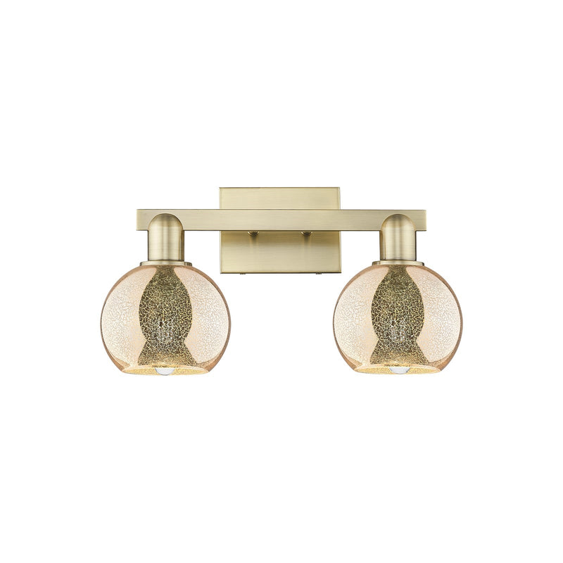 Innovations Athens 17in 2-Light Bath Vanity Light | Industrial Antique Brass and Mercury Glass | Bathroom Vanity | 16.88 x 9.62 x | Model 716-2W-AB-G128-6