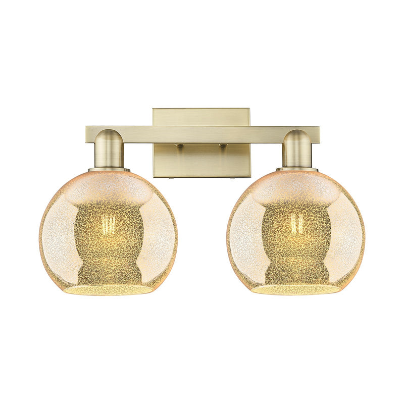 Innovations Athens 19in 2-Light Bath Vanity Light | Industrial Antique Brass and Mercury Glass | Bathroom Vanity | 19 x 11.75 x | Model 716-2W-AB-G128-8
