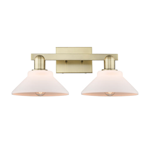 Innovations Orwell 19in 2-Light Bath Vanity Light | Industrial Antique Brass and Matte White Glass | Bathroom Vanity | 19.38 x 8.75 | Model 716-2W-AB-G131