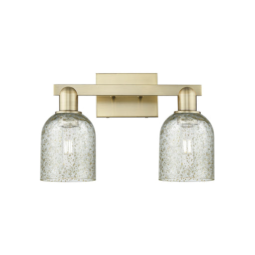 Innovations Caledonia 16in 2-Light Bath Vanity Light | Industrial Antique Brass Steel and Mica Glass | Bathroom Vanity & Powder | Model 716-2W-AB-G259
