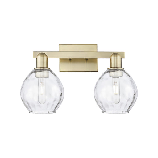 Innovations Waverly 17in 2-Light Bath Vanity Light | Industrial Modern Contempo Antique Brass Steel and Clear Water Glass | Model 716-2W-AB-G362