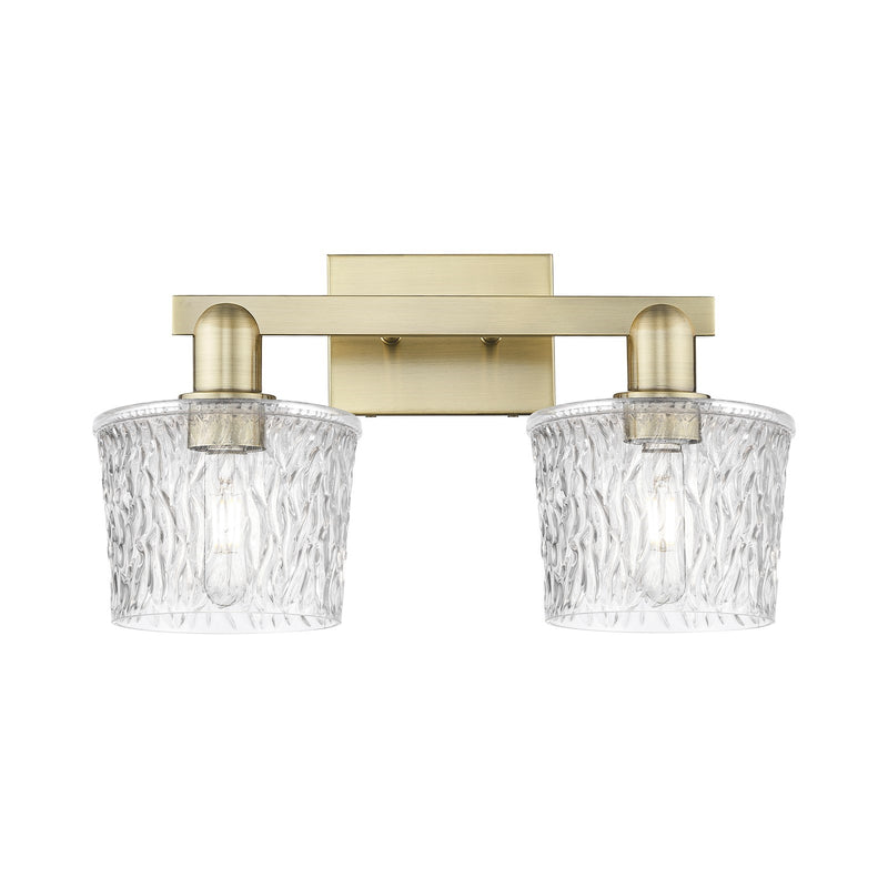 Innovations Niagara 18in 2-Light Bath Vanity Light | Industrial Antique Brass Steel and Clear Glass | Bathroom Vanity | 17.5 x | Model 716-2W-AB-G402