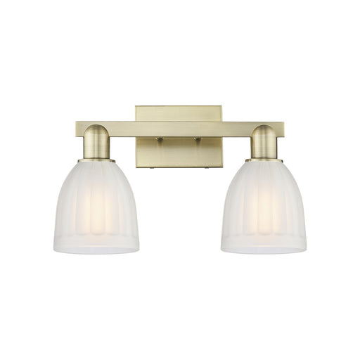 Innovations Brookfield 17in 2-Light Bath Vanity | Industrial Antique Brass and White Ribbed Glass | Bathroom Vanity Light | 16.75 x | Model 716-2W-AB-G441