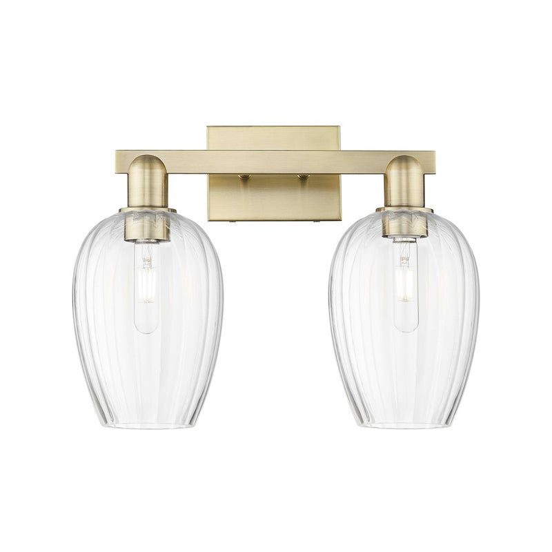 Innovations Preston 2Lt 16" Flute Bath, Antique Brass/Clear - 716-2W-AB-G457-6CL