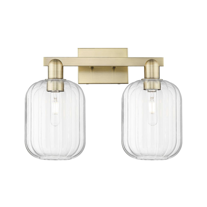 Innovations Preston 2Lt 16" Jar Bath, Antique Brass/Clear - 716-2W-AB-G460-7CL
