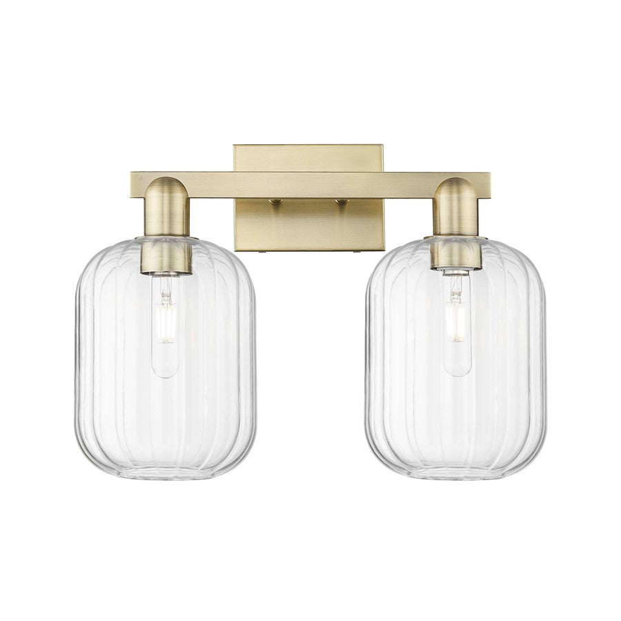 Innovations Preston 2Lt 16" Jar Bath, Antique Brass/Clear - 716-2W-AB-G460-7CL