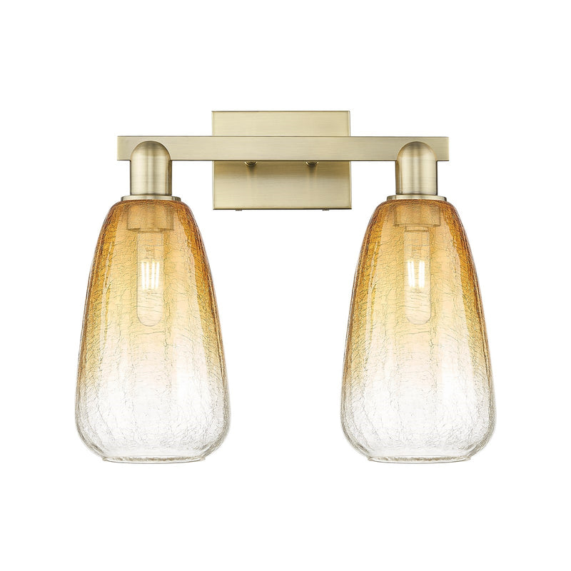 Innovations Brookhaven Almond 17in 2-Light Bath Vanity Light | Industrial Antique Brass Steel and Amber Glass | Bathroom Vanity | Model 716-2W-AB-G480-6AM
